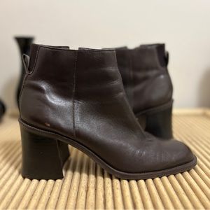 VINTAGE 90s Chunky Brown Ankle Boots, Size 8